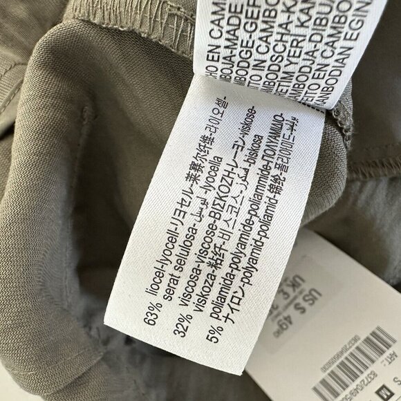 Zara Pleated Ankle Pants Size M Khaki Baggy - Picture 13 of 14